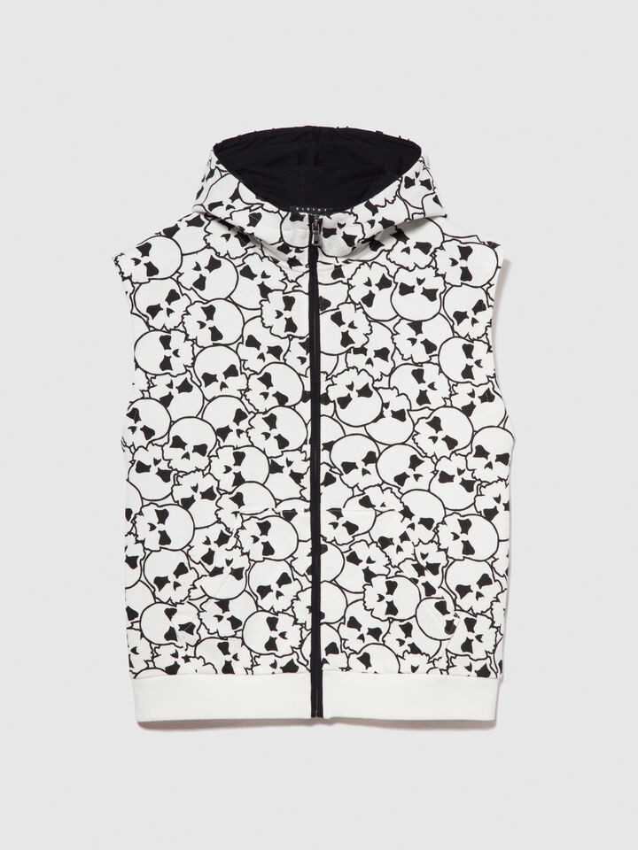 Sleeveless printed sweatshirt - boys' knitwear - White | Sisley Young image number 1